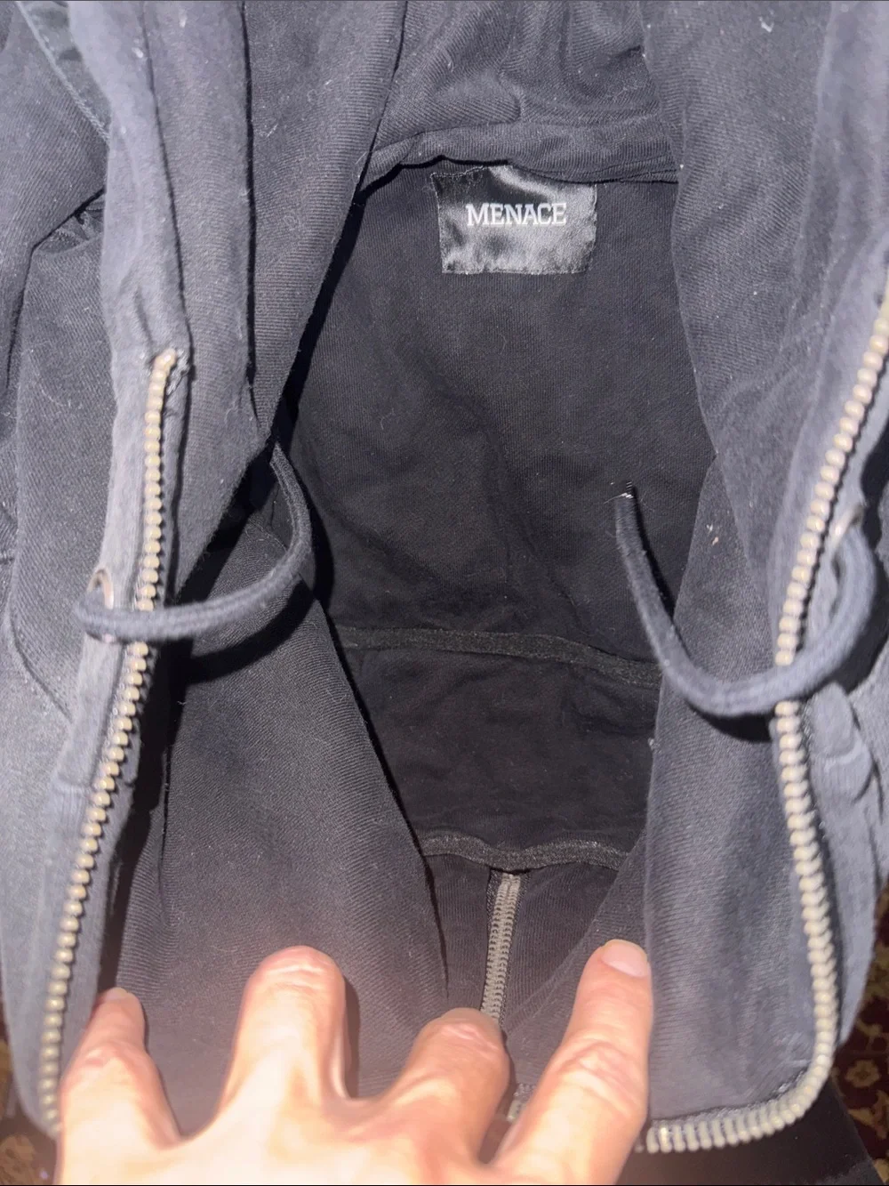 Brand new Men's or Women’s Black Menace Hoodie Messenger Bag! Distressed/ large